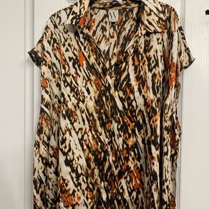 NWT Worthington Animal Print Blouse - Orange and Black 3X